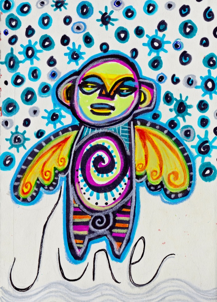 Dana Wilde painting: winged figure titled June