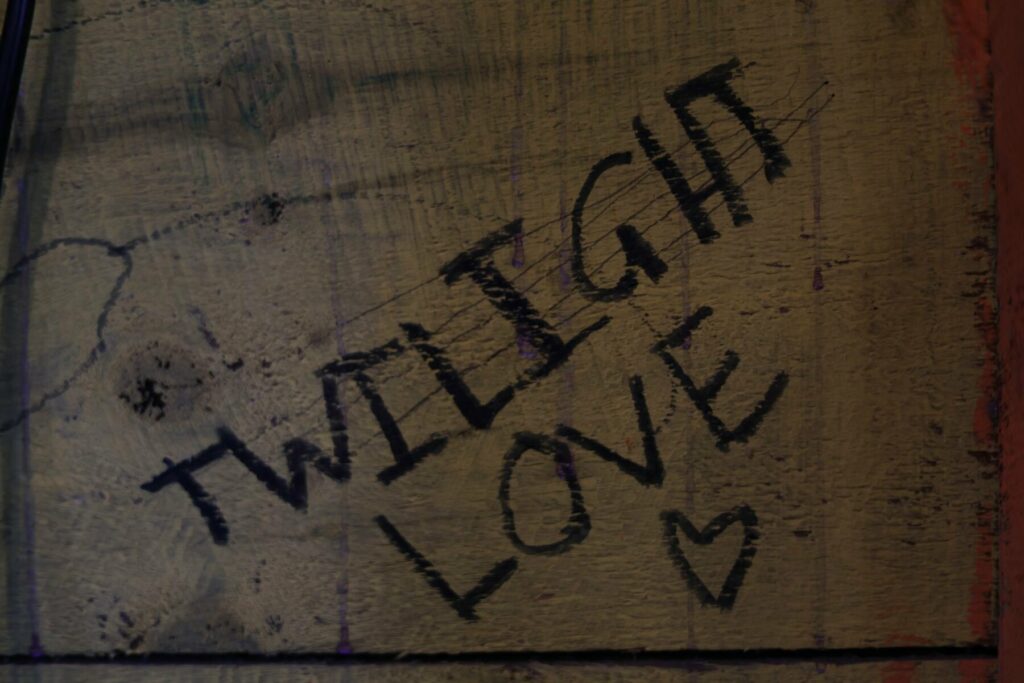 Camper graffiti on the walls at Rowe Camp