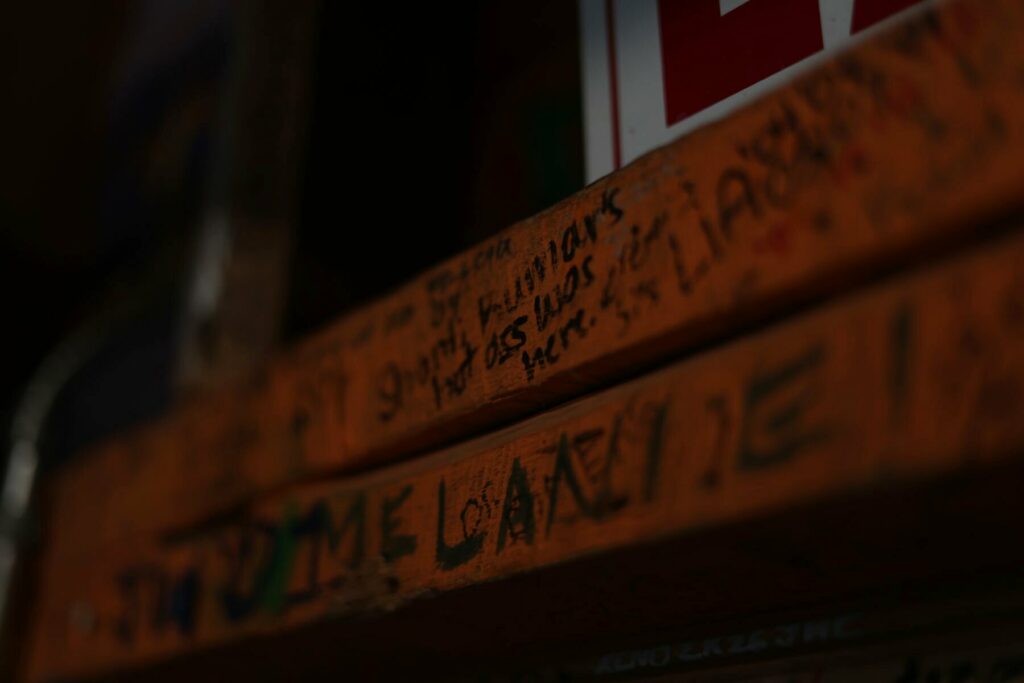 Camper graffiti on the walls at Rowe Camp