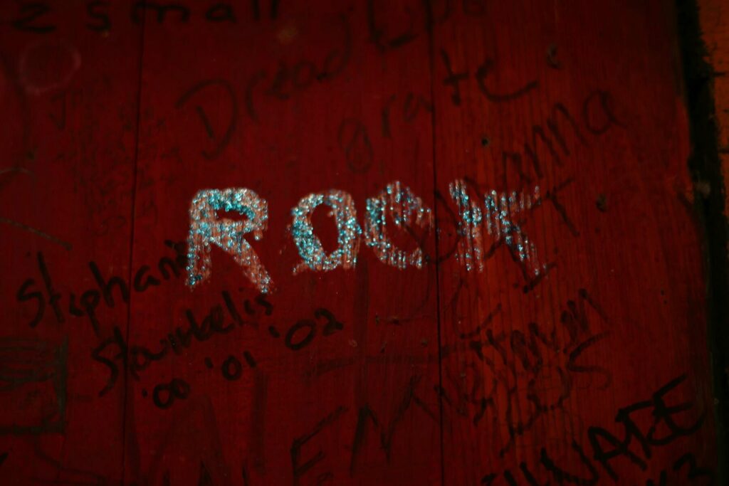 Camper graffiti on the walls at Rowe Camp