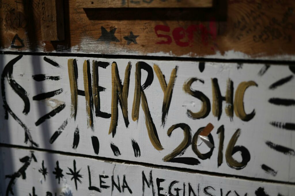 Camper graffiti on the walls at Rowe Camp