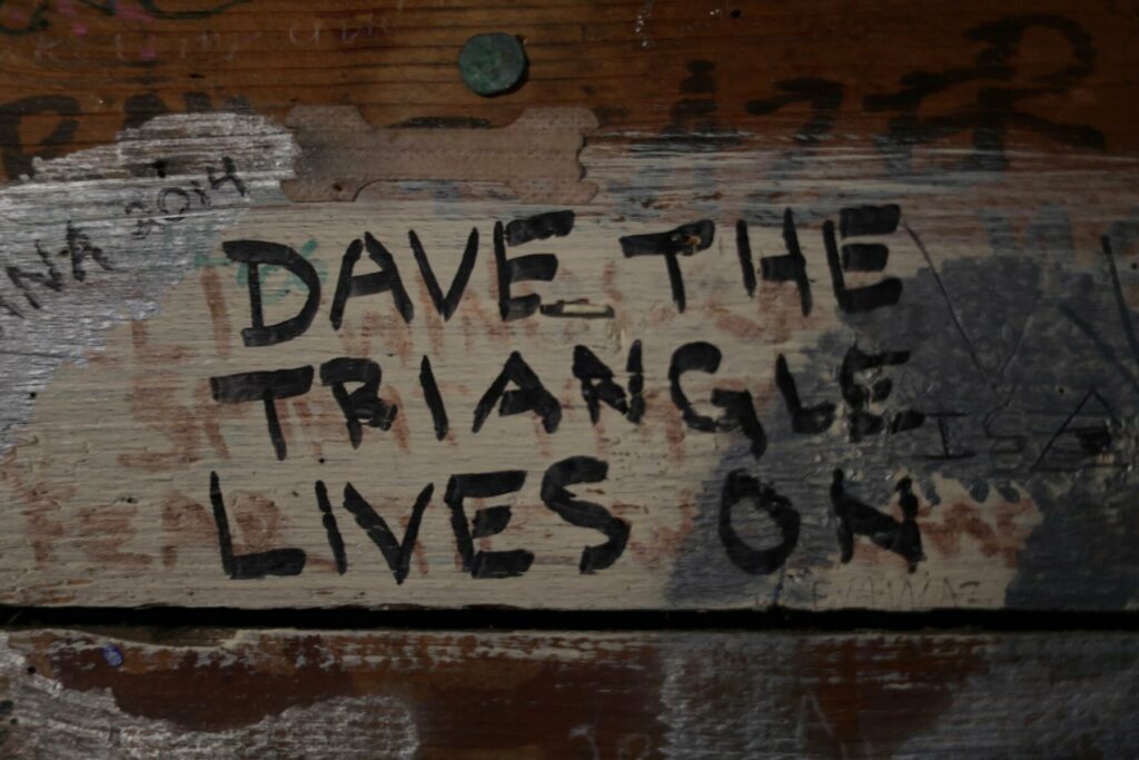 Camper graffiti on the walls at Rowe Camp